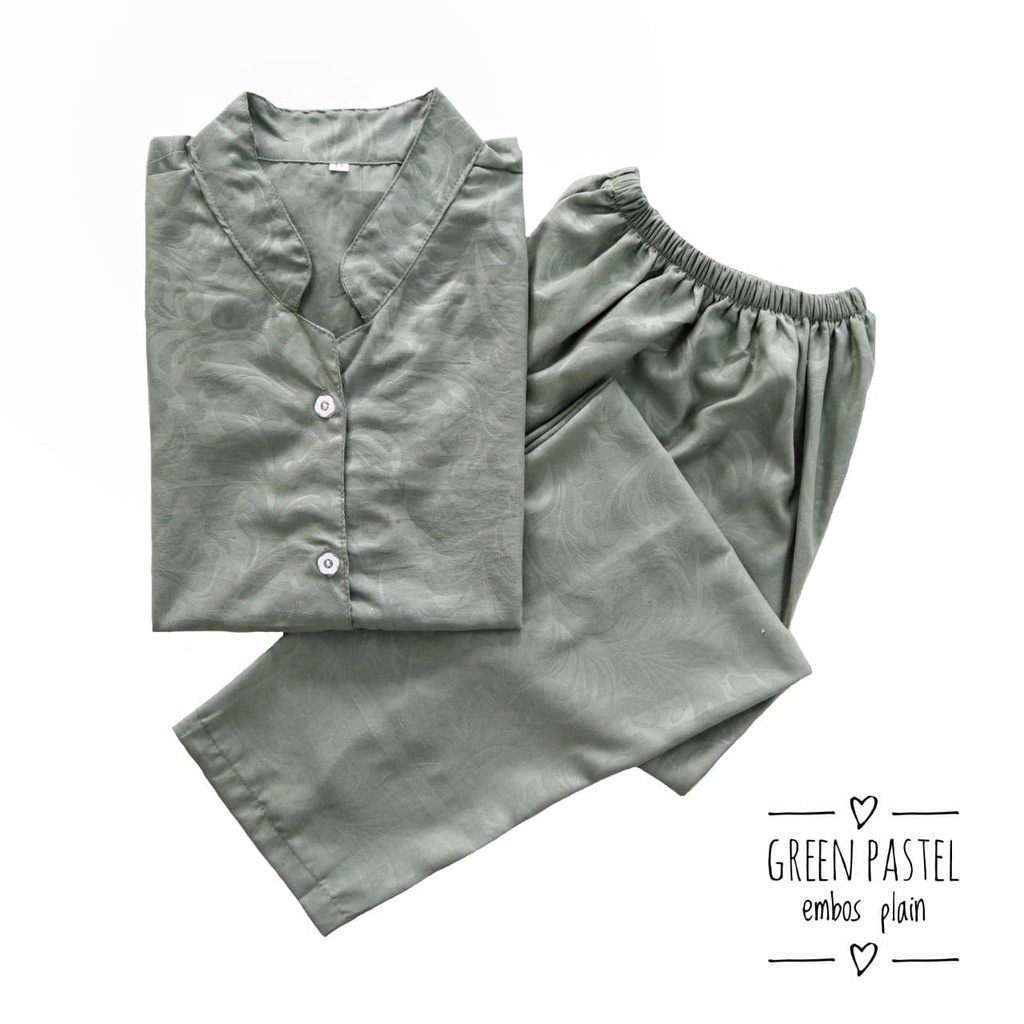 IZANY Piyama Anak Coway / Set Coway Size 14 SATIN APPLE banyak motif-EMBOS GREEN PASTEL