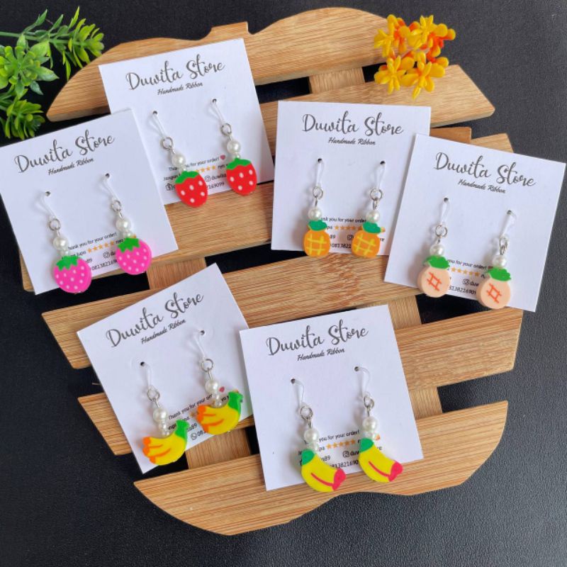 ANTING HANDMADE KAIT PLASTIK ANTING ANAK/DEWASA MOTIF BUAH