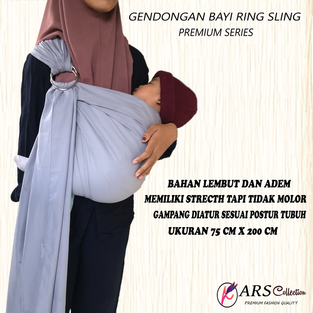 Gendongan Bayi Ring Sling Tanpa Celah Premium Series Bahan Linen Rami