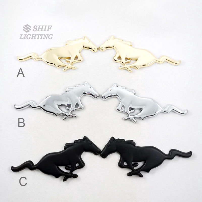 2pcs Stiker Emblem Logo Kuda Besar Bahan Metal Untuk Ford Mustang