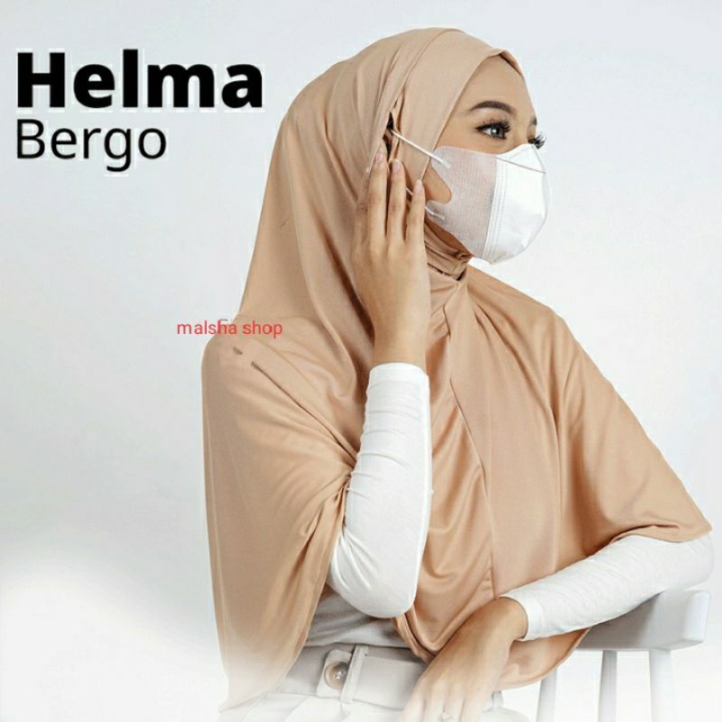 Bergo Lubang Ditelinga/Helma Bergo/Bergo praktis/Bergo Masker/Bergo Tanpa Connector/Hijab Instan Tel