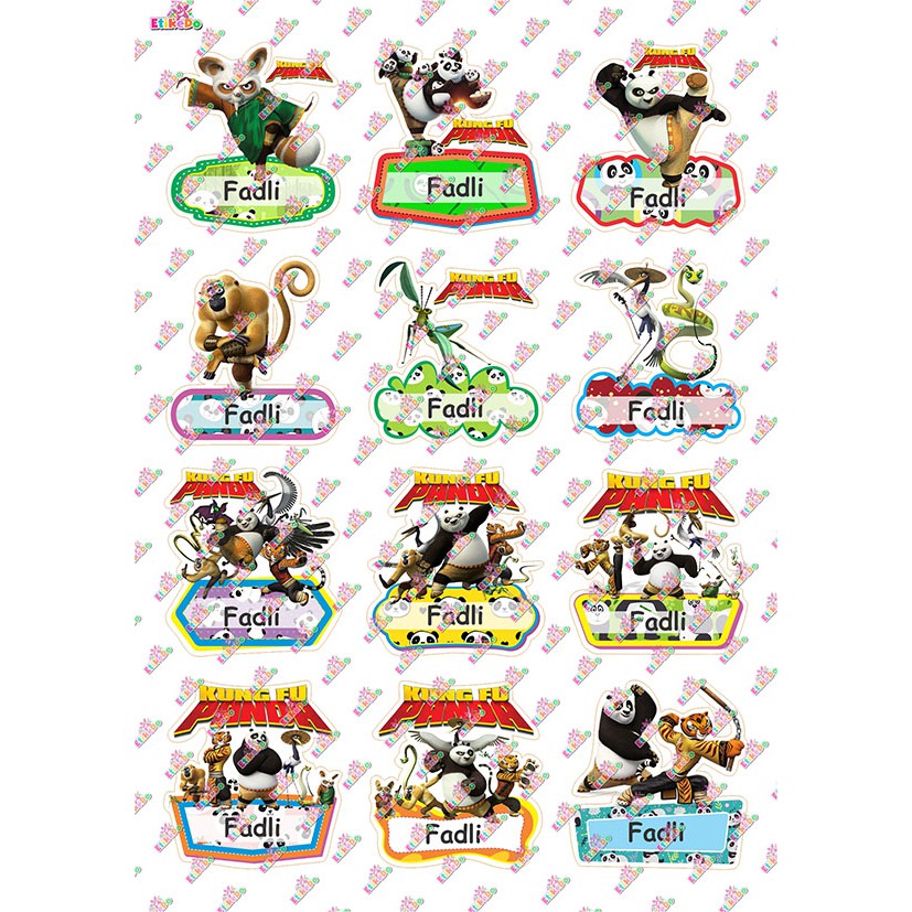 

LABEL NAMA KUNG FU PANDA 48 STIKER - ANTI AIR/LUNTUR-1 Nama KP1L1