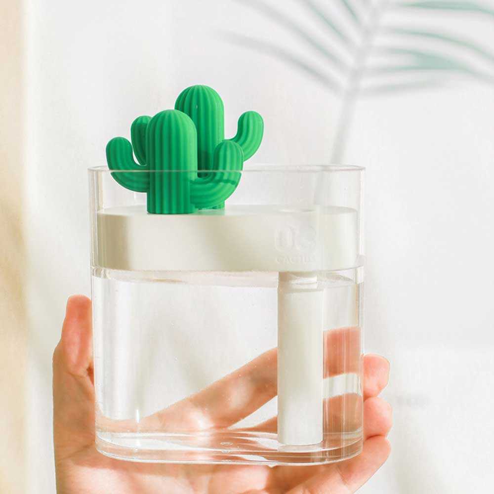 Humidifier 160ml Minimalis Aesthetic Ultrasonic Air Bening Transparan Desain Unik Kaktus Cactus