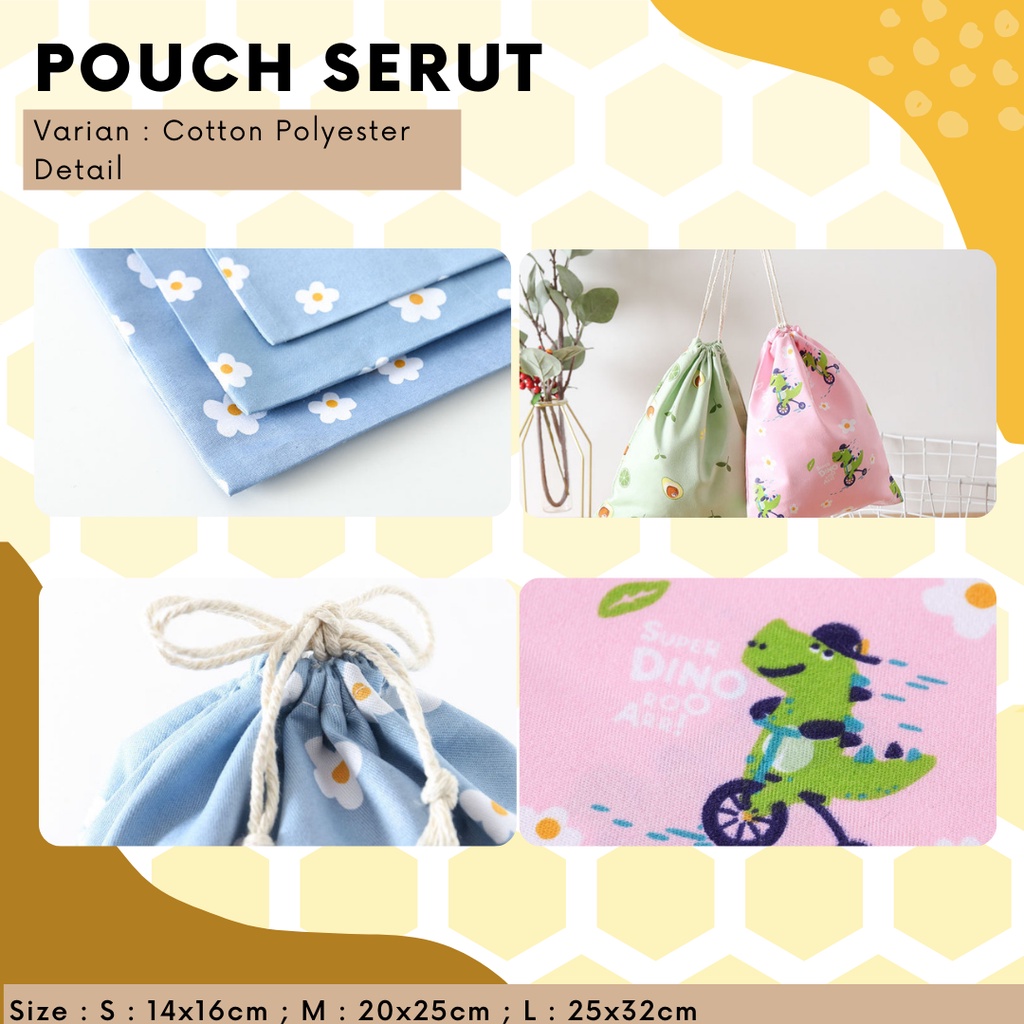 Pouch Serut Cotton / Serbaguna / Souvenir / Eco Friendly / Gift / Motif