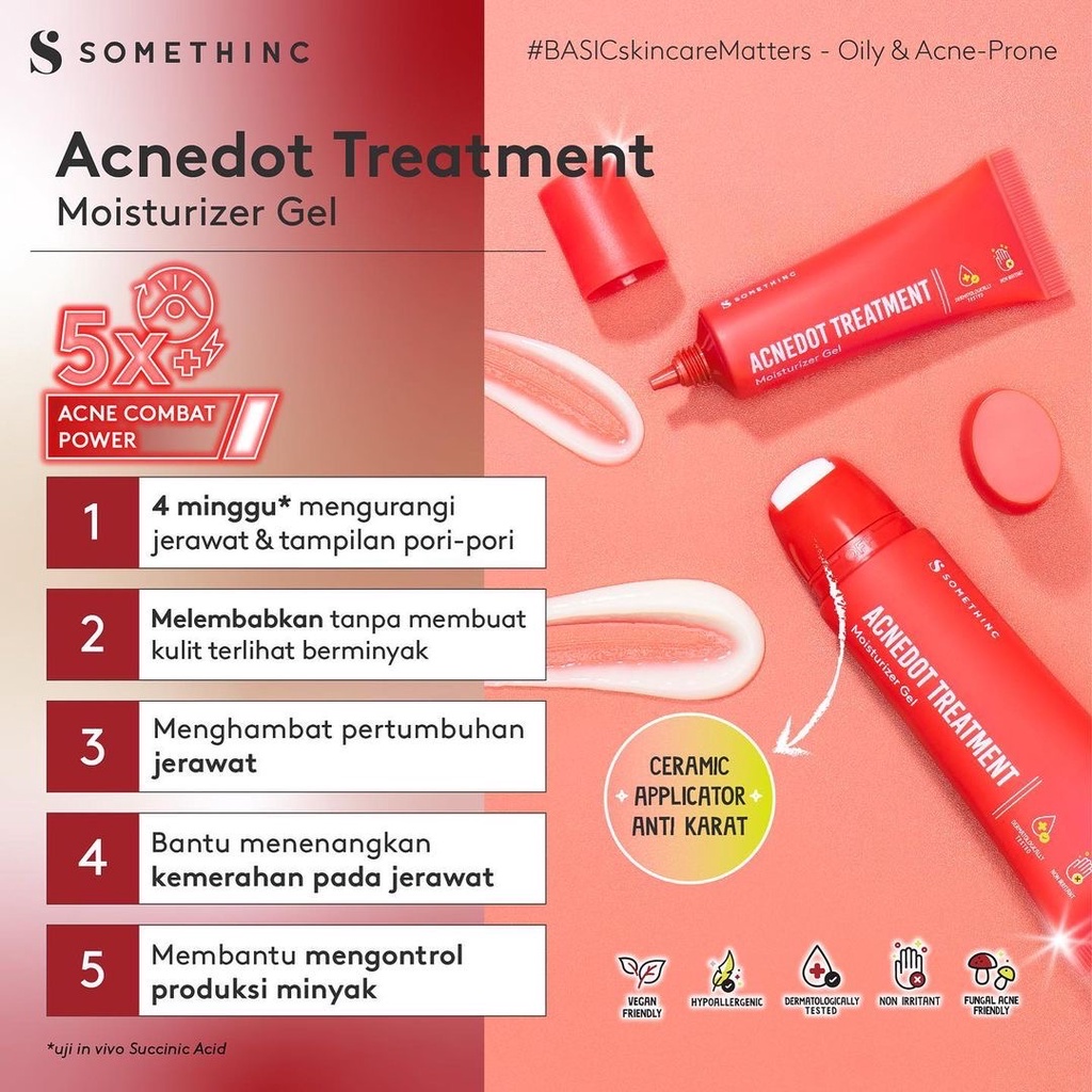 SOMETHINC ACNEDOT Treatment Indonesia / Acne Basic Series Low pH Cleanser Toner Moisturizer Gel Shot AC Spot Gel / Basic Skincare Body Care Make Up Essence Serum Eye Cream Sunscreen Mask / Foundation Cushion Loose Powder Lipstick Lip Tint Sugar Wax / Pake