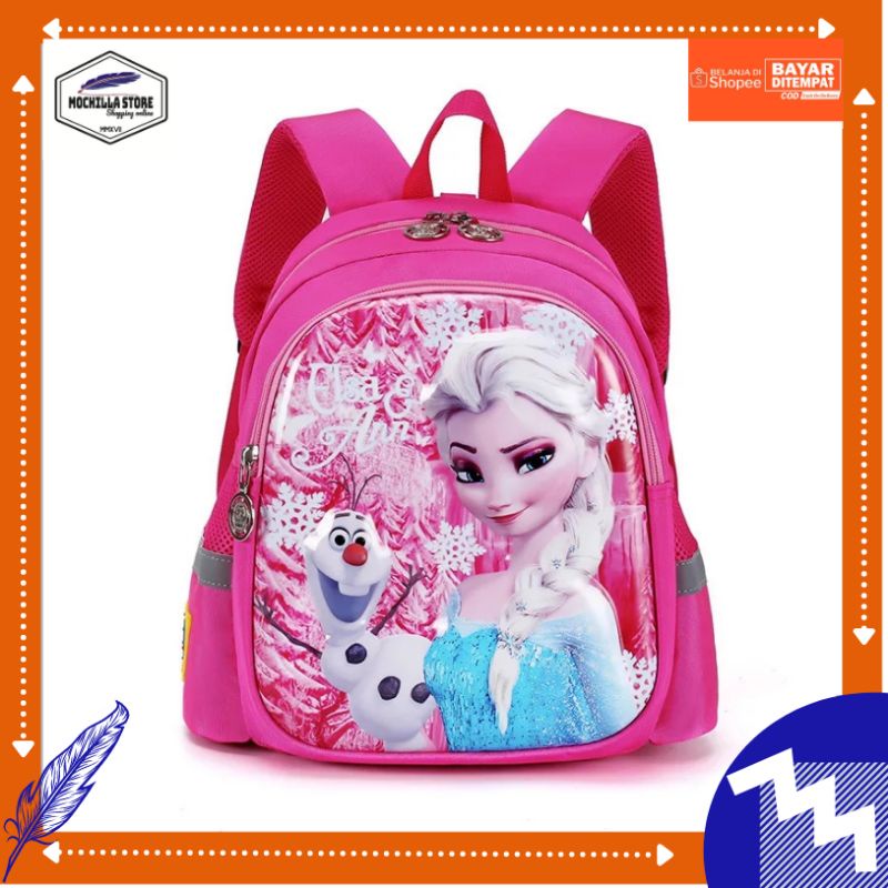 Mochillastore -Tas Sekolah TK Kartun Elsa Tas Bahu Perempuan Laki-laki Bayi Anak-anak Ransel Anak Beku Tas Sekolah Ransel Printing Unique Termurah