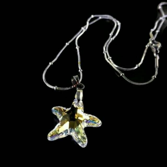 Aksesoris Fashion Kalung Wanita Titanium Liontin Kristal Asli Swarovski Original