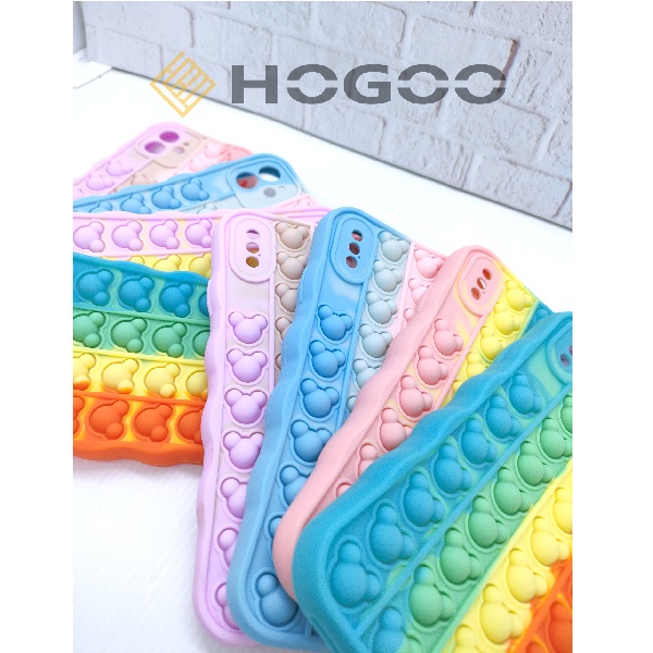 HOGOO CASE POP IT SILICONE iPHONE For X XS XR XS MAX 11 11 PRO 11 PRO MAX - CASE PENGHILANG STRESS PUSH IT BUBBLE CASE RAINBOW