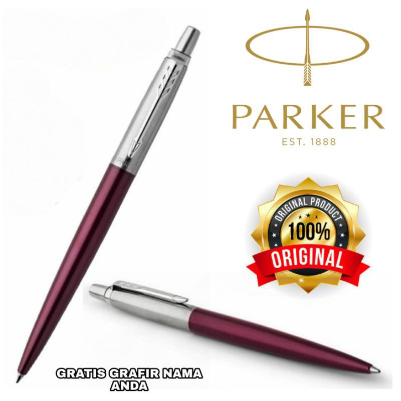 

PULPEN PARKER ORIGINAL RED MAROON SILVER AUTHENTIC PRODUCT GRATIS CUSTOM GRAFIR NAMA ANDA