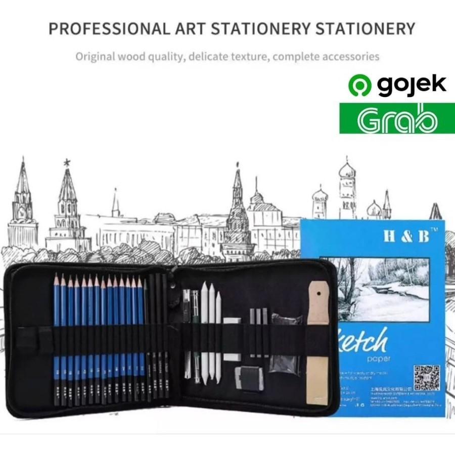 

33 Pcs Pensil Sketsa Sketching Pencil Set Art