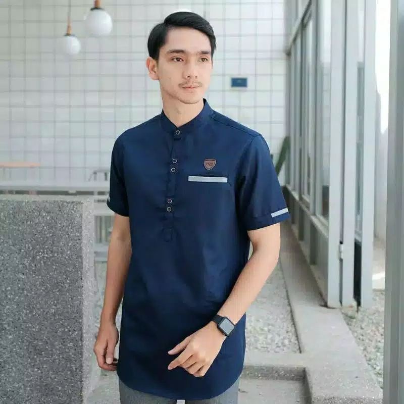 Baju Koko Kurta Dewasa Lengan Pendek Material Catton Adem Serap Keringat-TAJOL(NEVI)