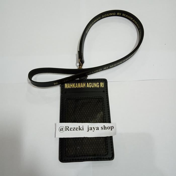 

Id card name tag tali kulit hitam+ sablon logo mahkamah agung ri bagus