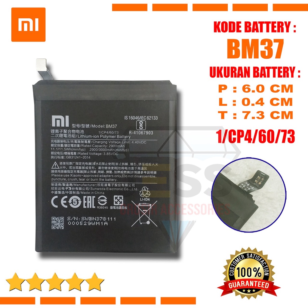 Baterai Battery Original Xiaomi BM37 BM-37 Tipe HP xiao MI 5S Plus - MI5S Plus - Mi5S+ - 2016070