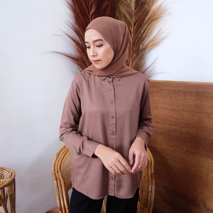 KEMEJA POLOS BASIC WOLFIS / KEMEJA KERJA WANITA / BASIC TOP / KEMEJA PUTIH BASIC / SHIRT BASIC