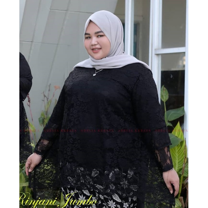 (PROMO ATASAN)ATASAN BRUKAT RINJANI/kebaya brukat rinjani  jumbo varian warna hitam