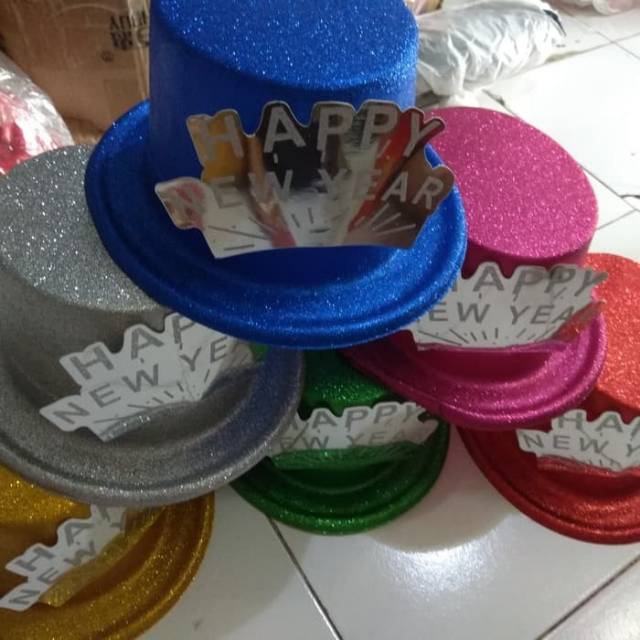 Topi gliter tahun baru new year hat