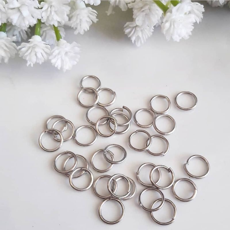 JUMP RING O BULAT AKSESORIS BAHAN ANTING GELANG STRAP MASK LANYARD CRAFTring kait silver 5 mm 30 gram