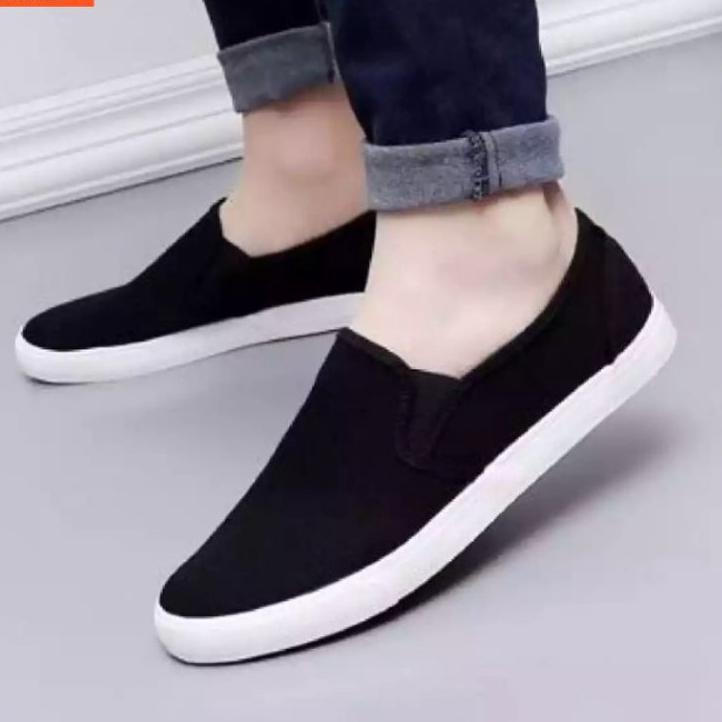 Siap Kirim Spatu Pria Terbaru 2021 sepatu Slip on hitam polos spatu sneakers cowok murah spatu tanpa