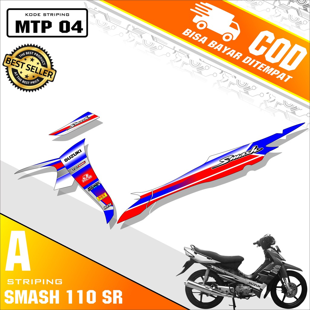 (PALING MURAH)Sticker Striping Smash 110 SR-Stiker Variasi Suzuki Smash New Semi Full Motif Racing04