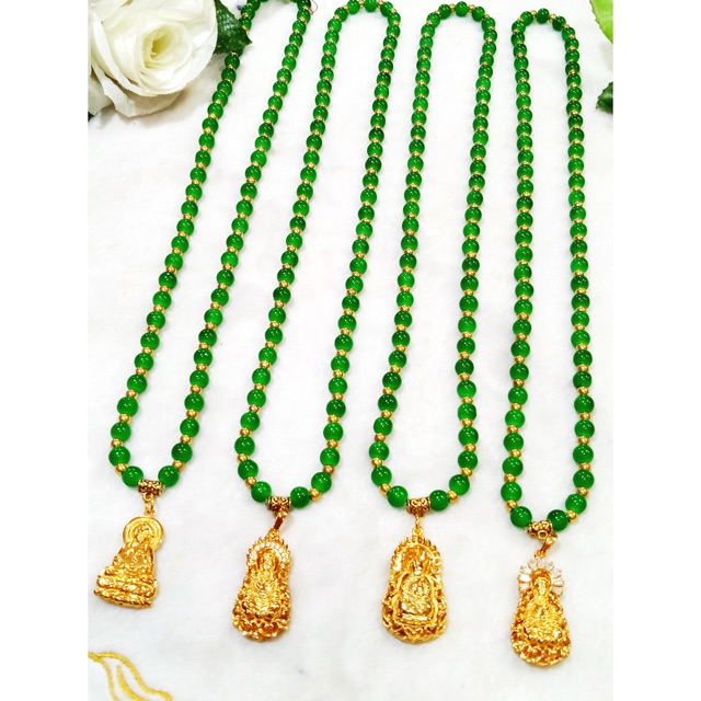 Kalung giok buhda+giok kwan im.
