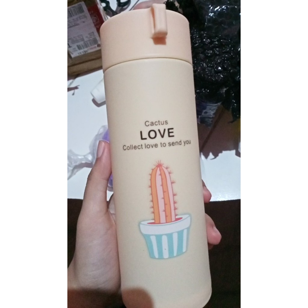 PFS - Botol Minum Kaca unik motif kaktus cactus 450 mL glass material murah cantik padang-3