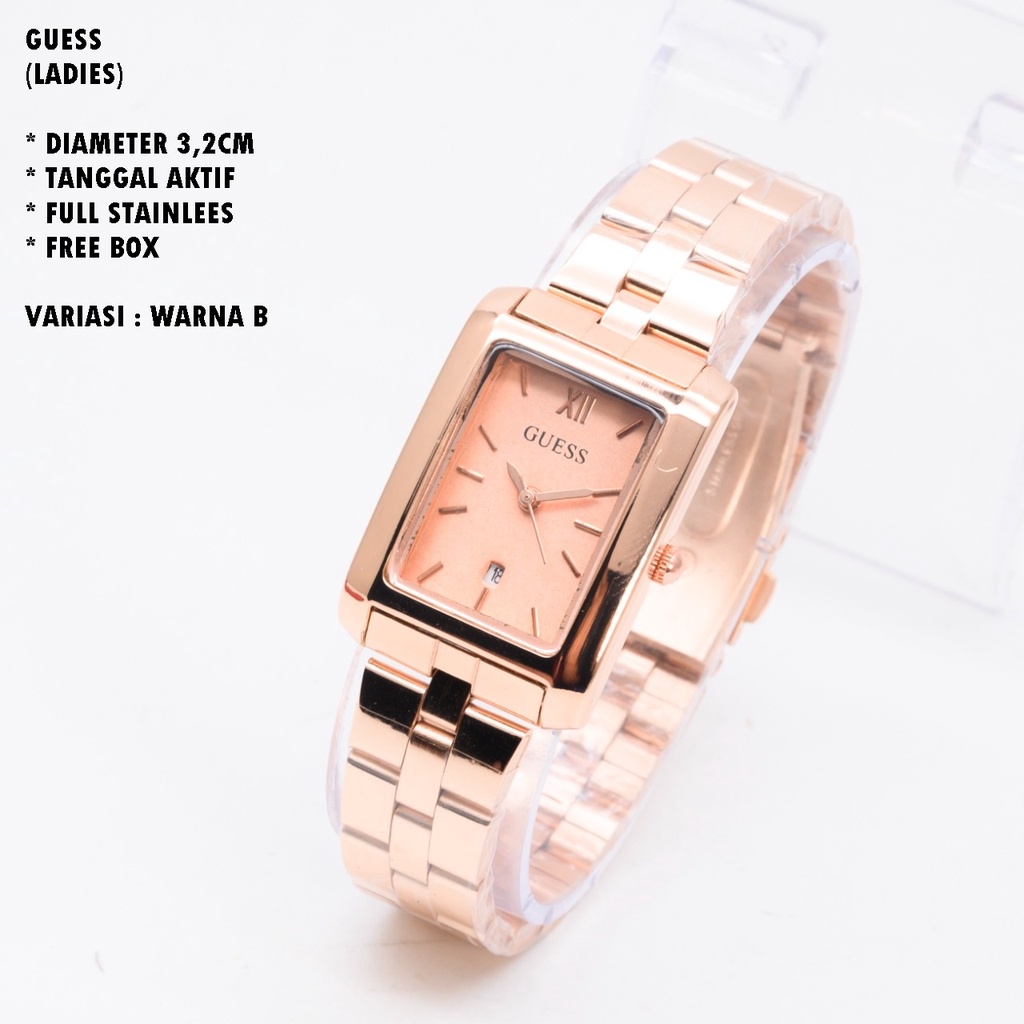 JAM TANGAN WANITA GUESS RANTAI BODY SEGI TANGGAL AKTIF