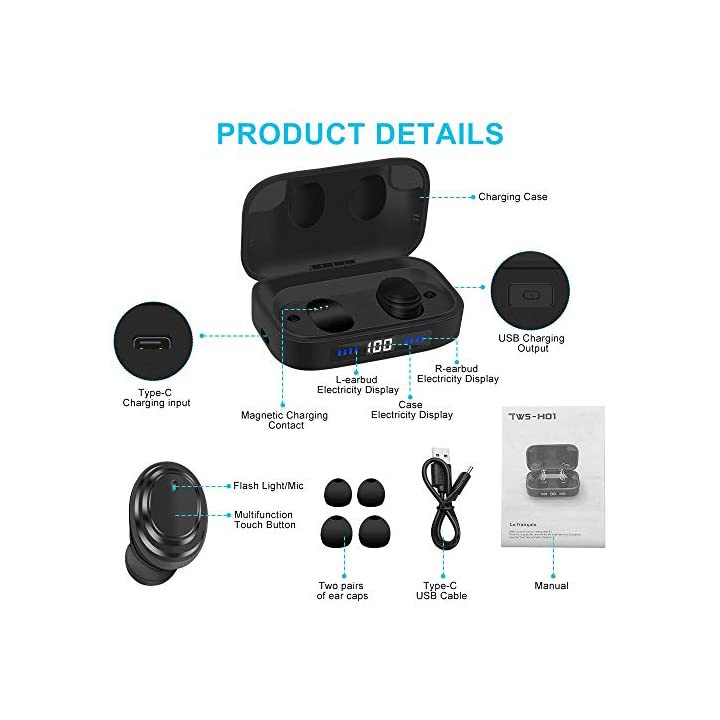 Headset Bluetooth TWS H-01 With Powerbank 2000 mAh