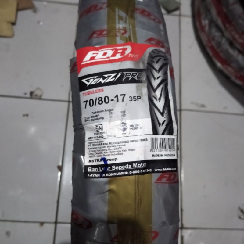 BAN LUAR 70/80-17 FDR GENZI PRO TUBELESS