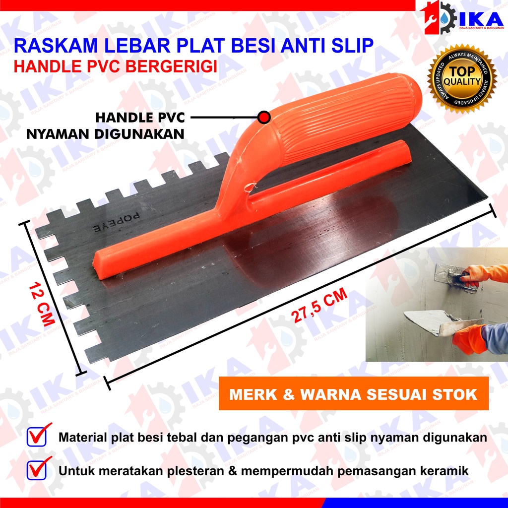 RASKAM ROSKAM BESI PLASTIK /GERIGI ACI SEMEN ALAT TROWER PLASTERING SENDOK SEMEN PASANG KERAMIK GIG
