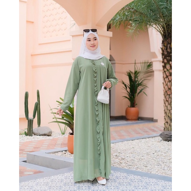 ASMIRANDA DRESS FREE BROS ceruty lapis furing Busui kancing full dress long polos dress wanita