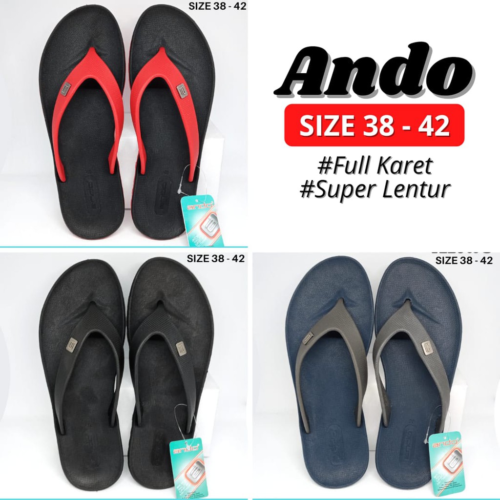[COD] Sandal Jepit Cowok ANDO 38-42 Sandal Jepit Santai Pria Dewasa Full Karet Super Lentur Ringan