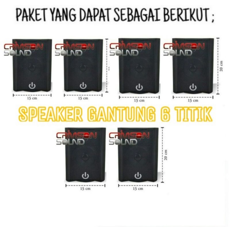 Paket Sound Cafe Dan Restoran Amplifier Bluetooth Usb Speaker 6 titik