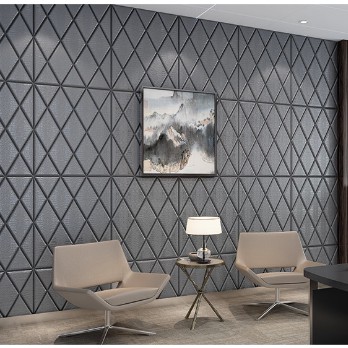 Wallpaper Walpaper Walpeper Dinding 3D Kamar Tidur Foam Murah 70 x 77 cm r Stiker Bata Putih 3MM-GEOMETRI ABU 5 MM