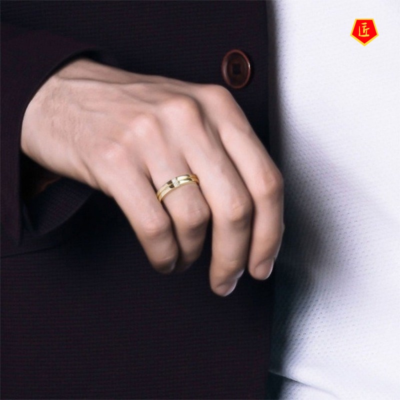 [Ready Stock]Simple Stylish 14K Gold Inlaid Rhinestone Ring