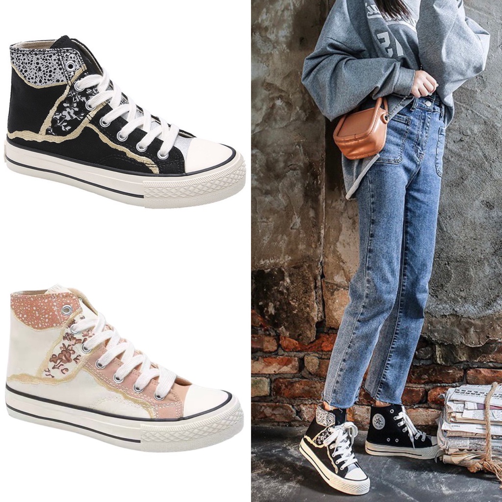 AVANCEID 1905 Sepatu Sneakers Boots Wanita Canvas Kerja Sekolah Hitam Import