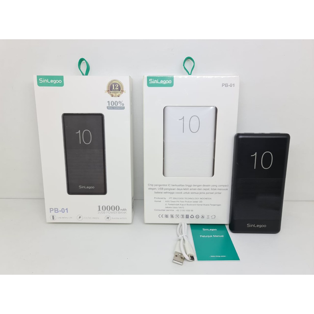 SinLegoo PB-01 PowerBank 10000mAh 2.1A Fast Charging 2 USB GARANSI 1 TAHUN