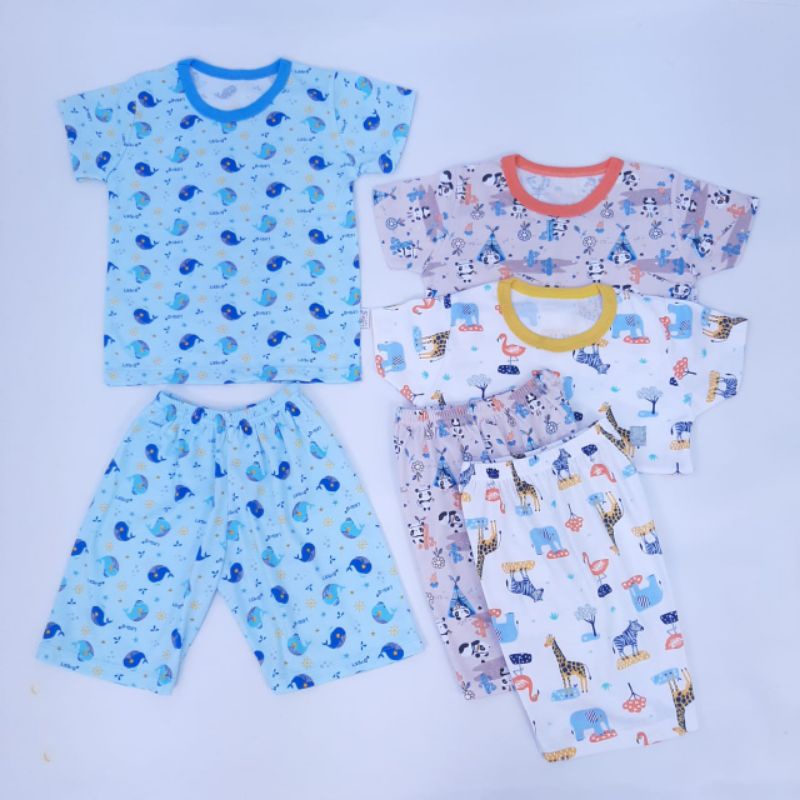 Little Q Setelan Pendek Oblong Kancing Pundak SML XL XXL