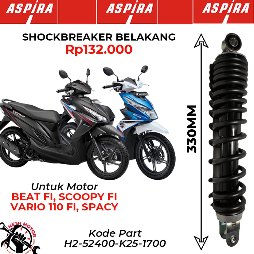ShockBreaker Shock Belakang Aspira Beat FI, Scoopy FI, Vario 110 LED