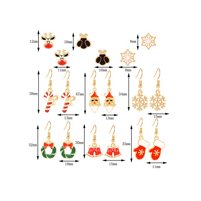 LRC Anting Set Fashion Color Christmas Earrings Earrings Set Of 9 D18704