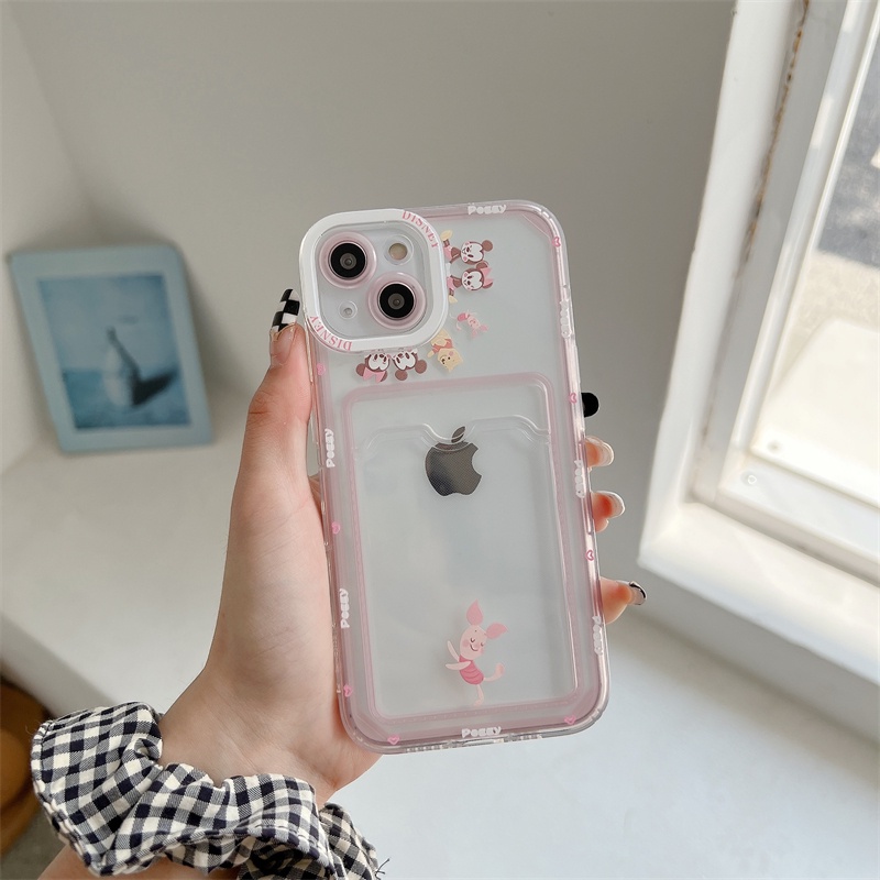 Soft Case Pelindung Lensa Transparan Desain Winnie the Pooh Dan Flying sky PigCard Untuk Iphone 12 13 Pro MAX 11 X XR XS MAX 7 8 Plus