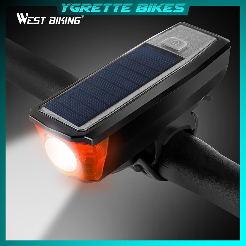 WEST BIKING Lampu Klakson Sepeda Solar &amp; USB Power Waterproof - HJ-052 - Black