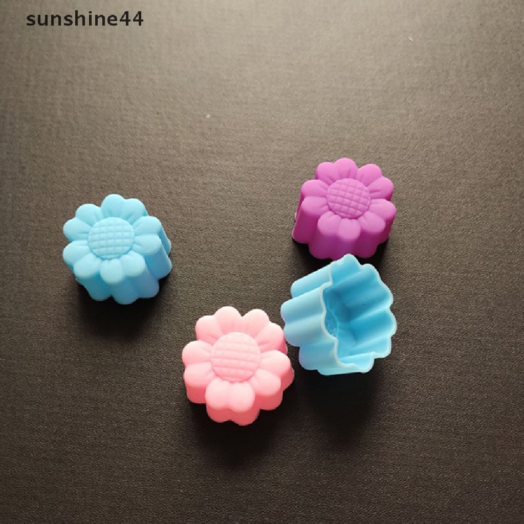 Sunshine 10pcs Cetakan Kue / Coklat / Sabun Handmade DIY Bentuk Bunga Matahari Bahan Silikon