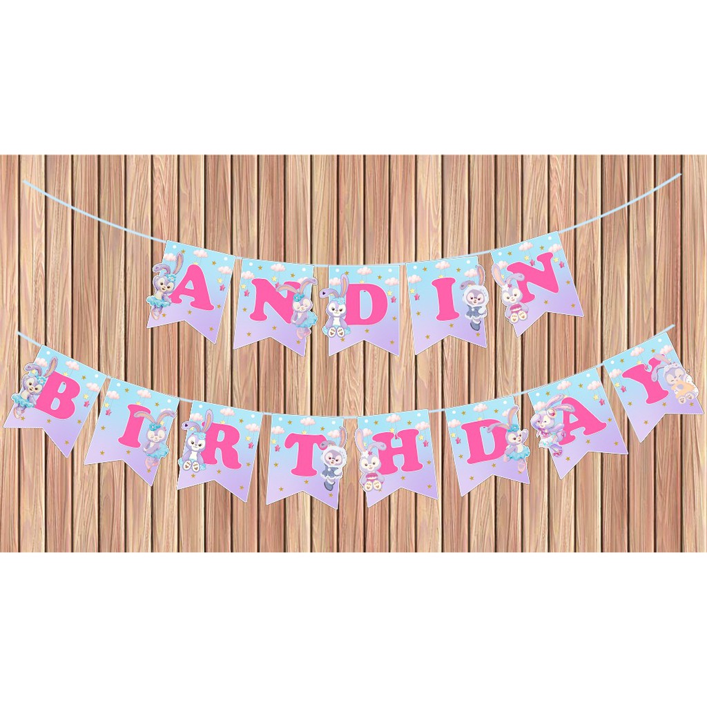 Stella Lou Kelinci Bunny Flag Bunting Banner Birthday / Bendera Hiasan Dinding Ulang Tahun