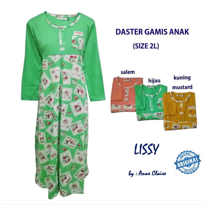 LISSY Gamis Anak Cewek Baju Muslim Dress Murah Anne Claire 2 L TERBAIK