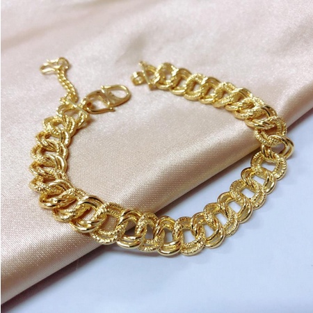 Gelang Tangan Rantai Sisik Naga Gold Titanium anti karat 41987