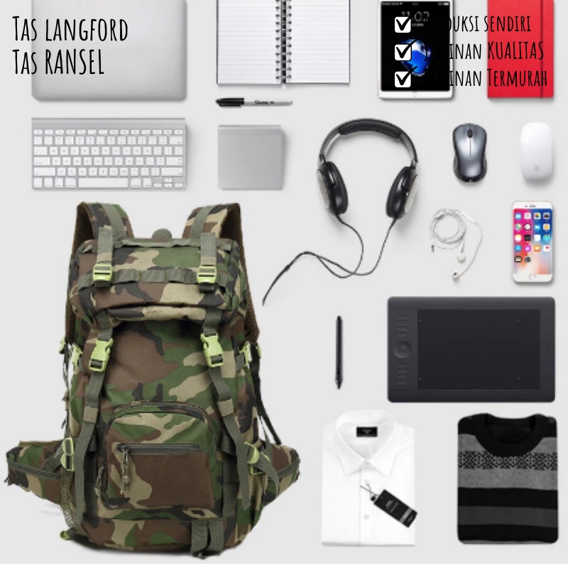 Tas Ransel Gunung Militer Army Jumbo Big Size Camping Mudik Backpack Punggung Bahu Model Import Korea Original Terbaru Murah Bagus Besar Kekinian