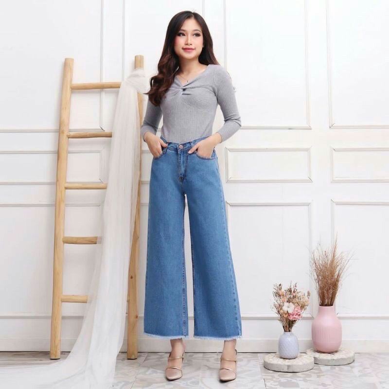 HIGHT WAIST KULOT JEANS WANITA PREMIUM