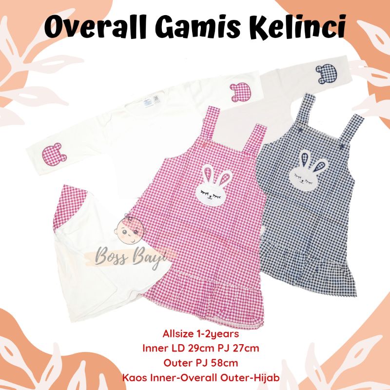 Overall Gamis Hijab Kelinci Anak Allsize 1-2tahun