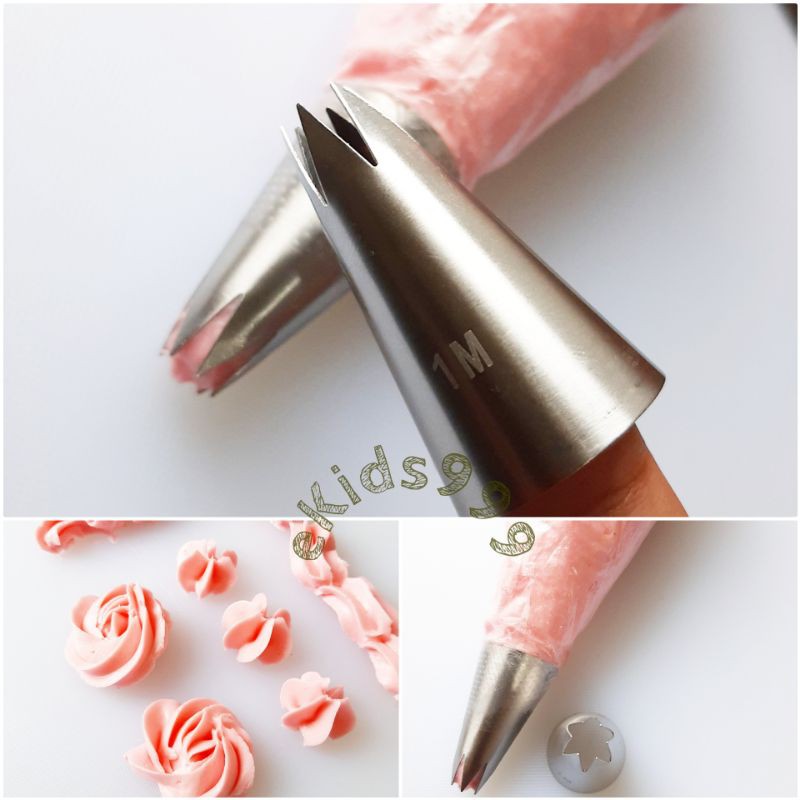 Spuit Kue No 1M Import 1 PCS Sagu Keju Bunga Mawar Bintang Alat Dekrasi Kue Tart Cup Cake