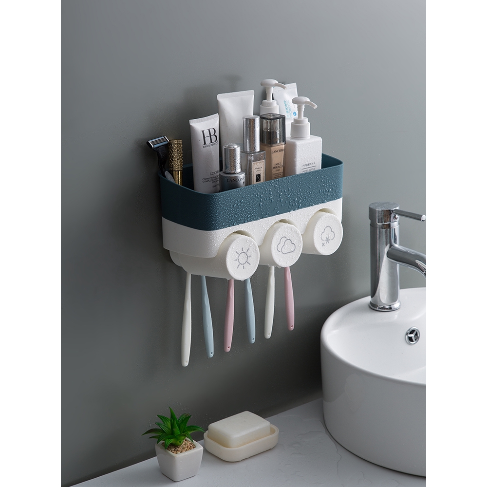 Bathroom Shelving Free Punch Bathroom Vanity Wall Mounted Toothbrushes Toothpaste And Cosmetics Sto Shopee Indonesia